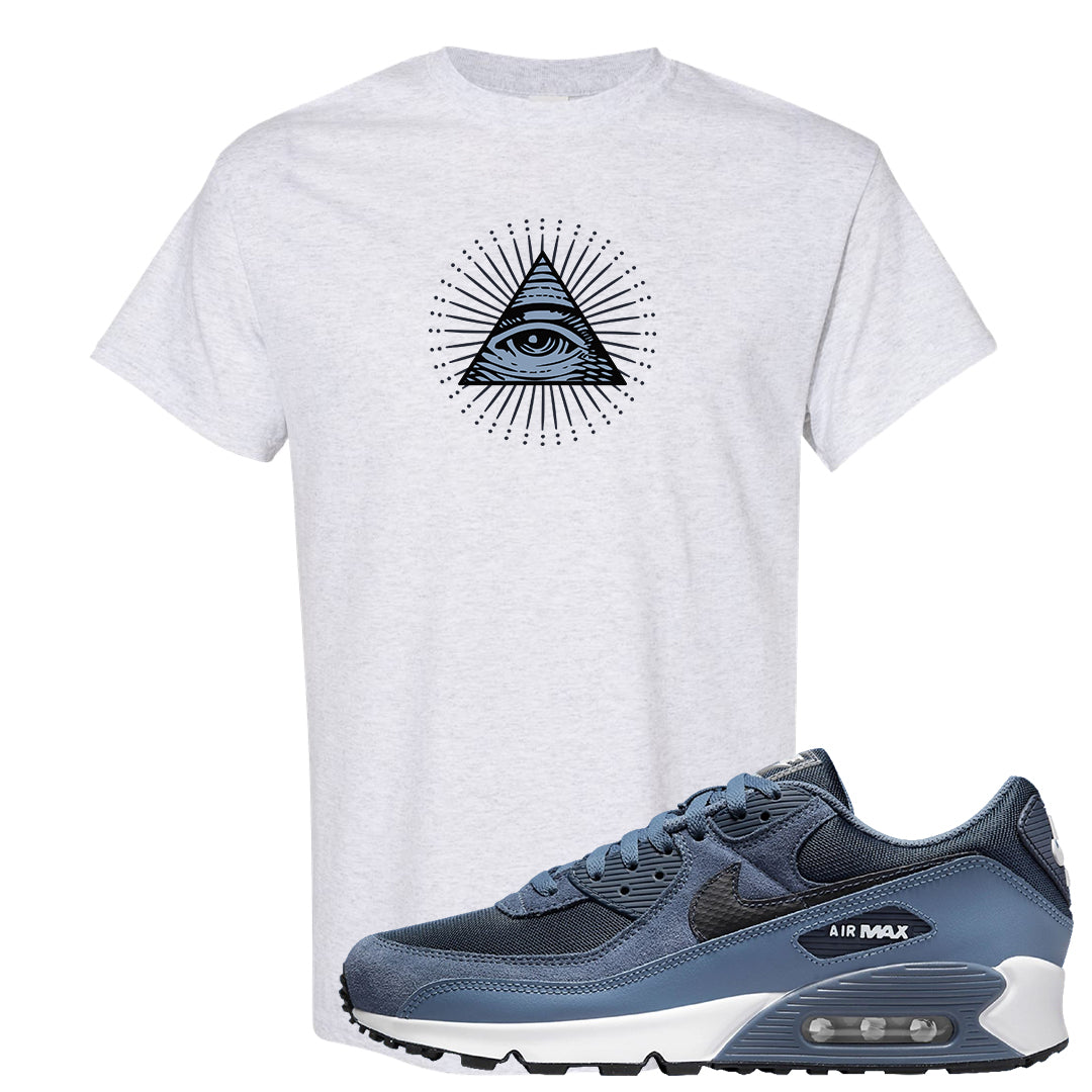 Diffused Blue 90s T Shirt | All Seeing Eye, Ash