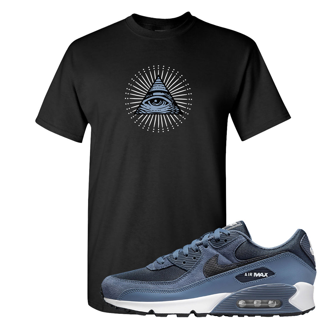 Diffused Blue 90s T Shirt | All Seeing Eye, Black