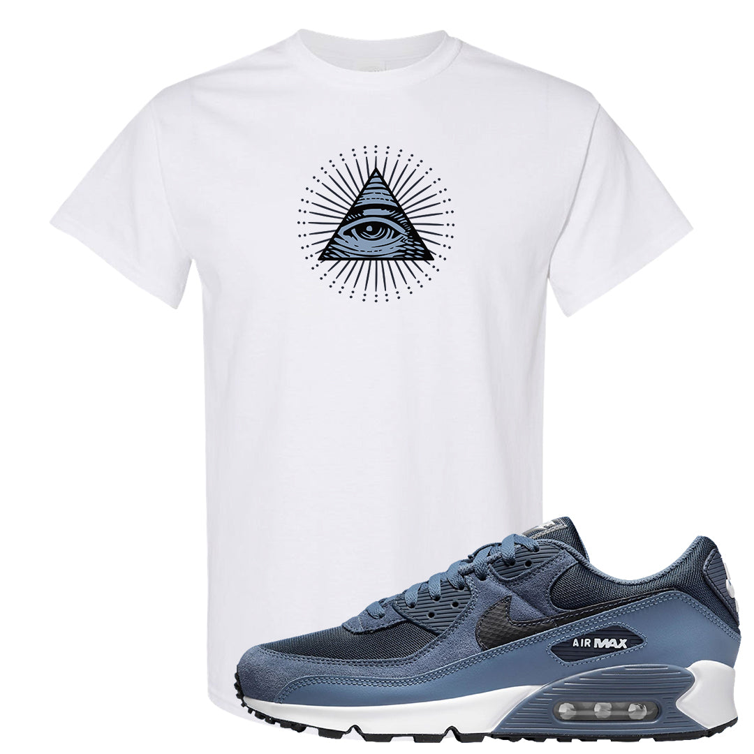 Diffused Blue 90s T Shirt | All Seeing Eye, White