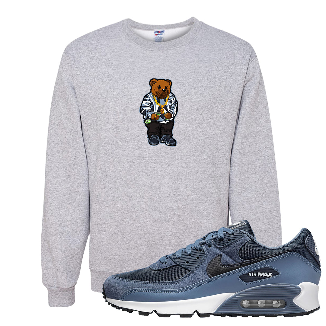Diffused Blue 90s Crewneck Sweatshirt | Sweater Bear, Ash