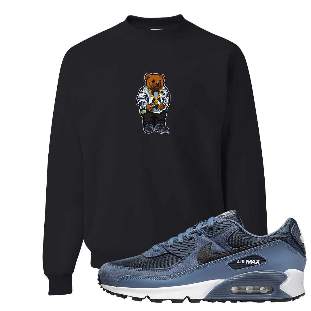Diffused Blue 90s Crewneck Sweatshirt | Sweater Bear, Black