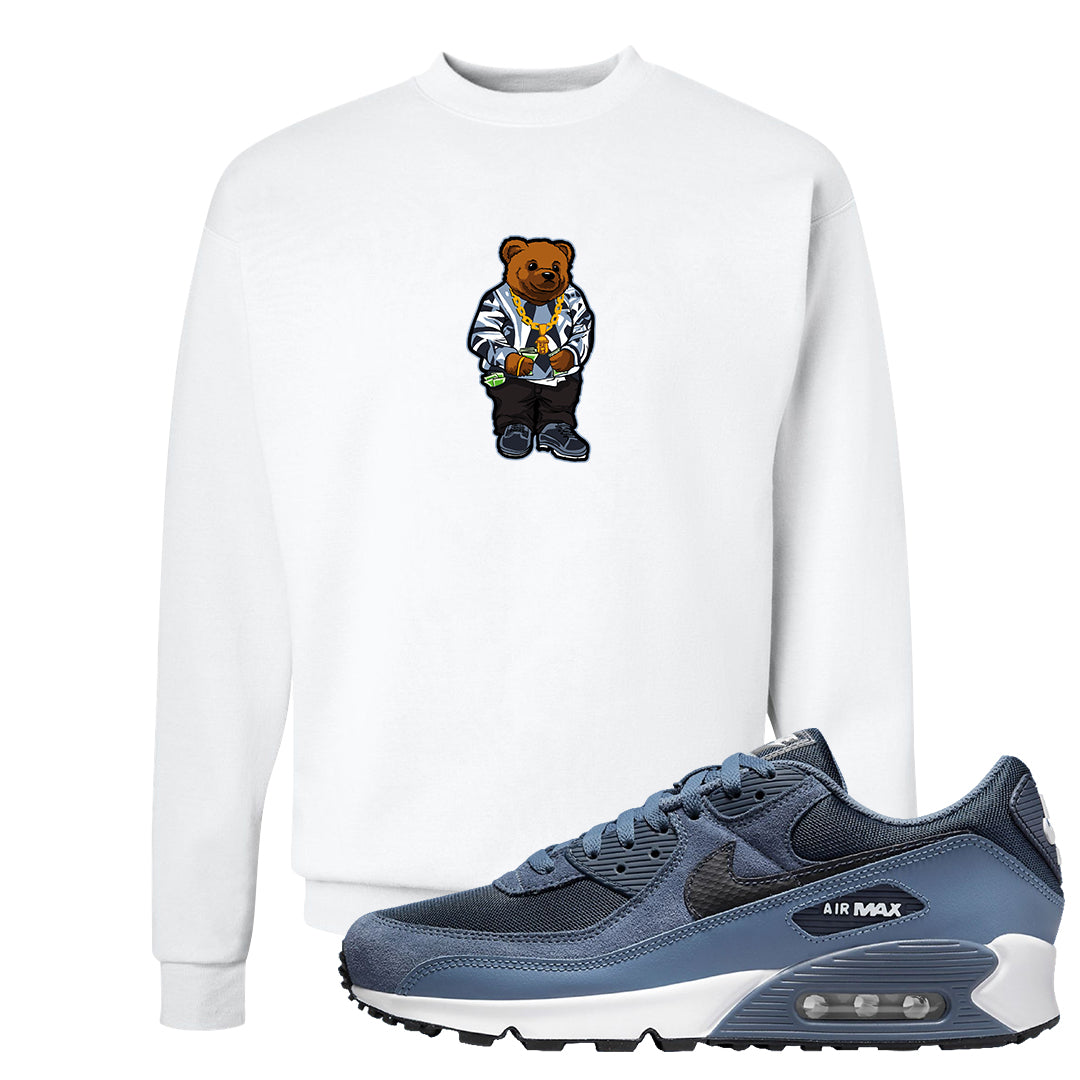 Diffused Blue 90s Crewneck Sweatshirt | Sweater Bear, White