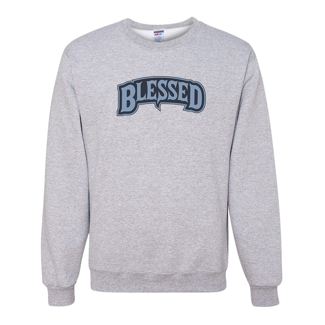 Diffused Blue 90s Crewneck Sweatshirt | Blessed Arch, Ash