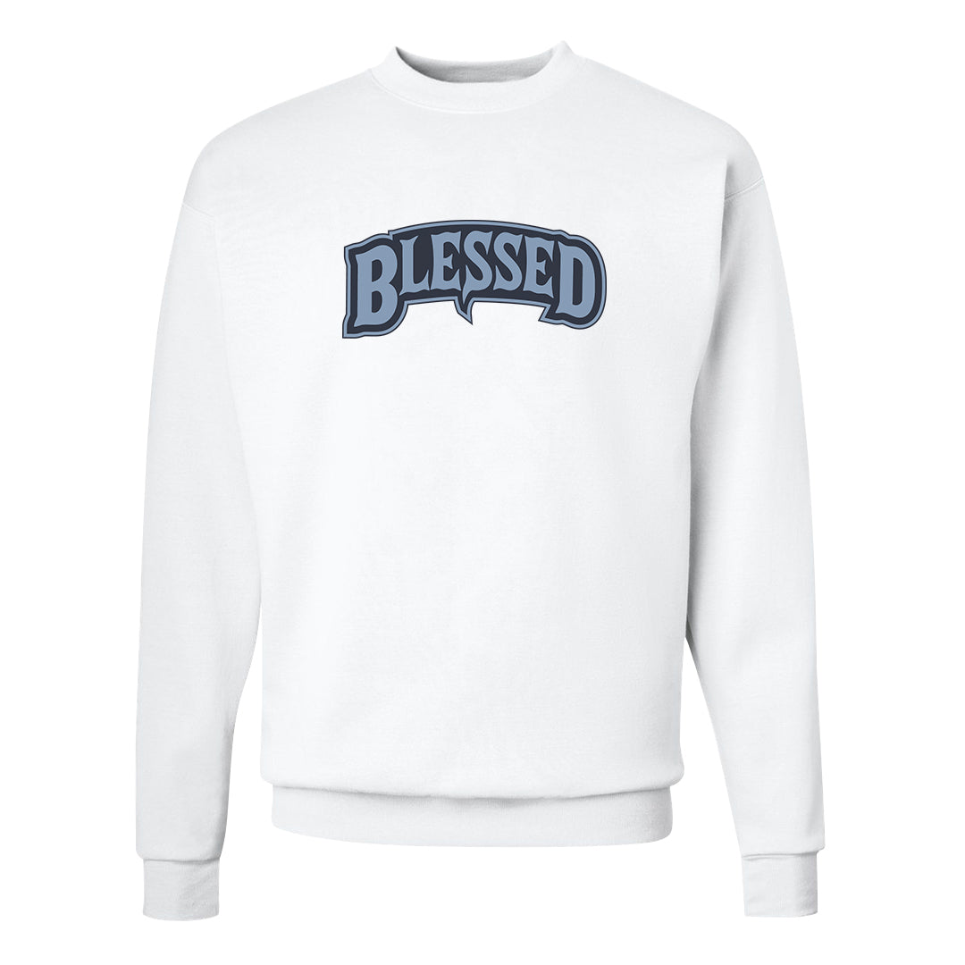 Diffused Blue 90s Crewneck Sweatshirt | Blessed Arch, White