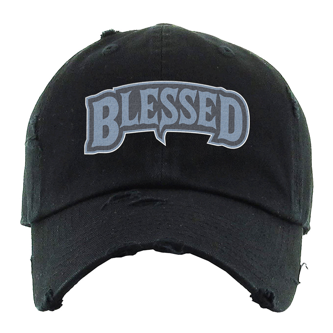Diffused Blue 90s Distressed Dad Hat | Blessed Arch, Black