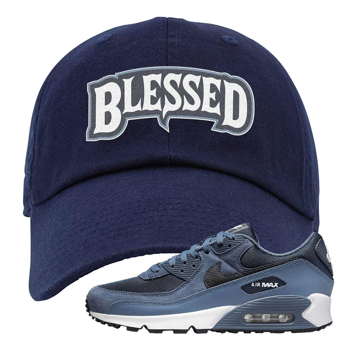 Diffused Blue 90s Dad Hat | Blessed Arch, Navy Blue