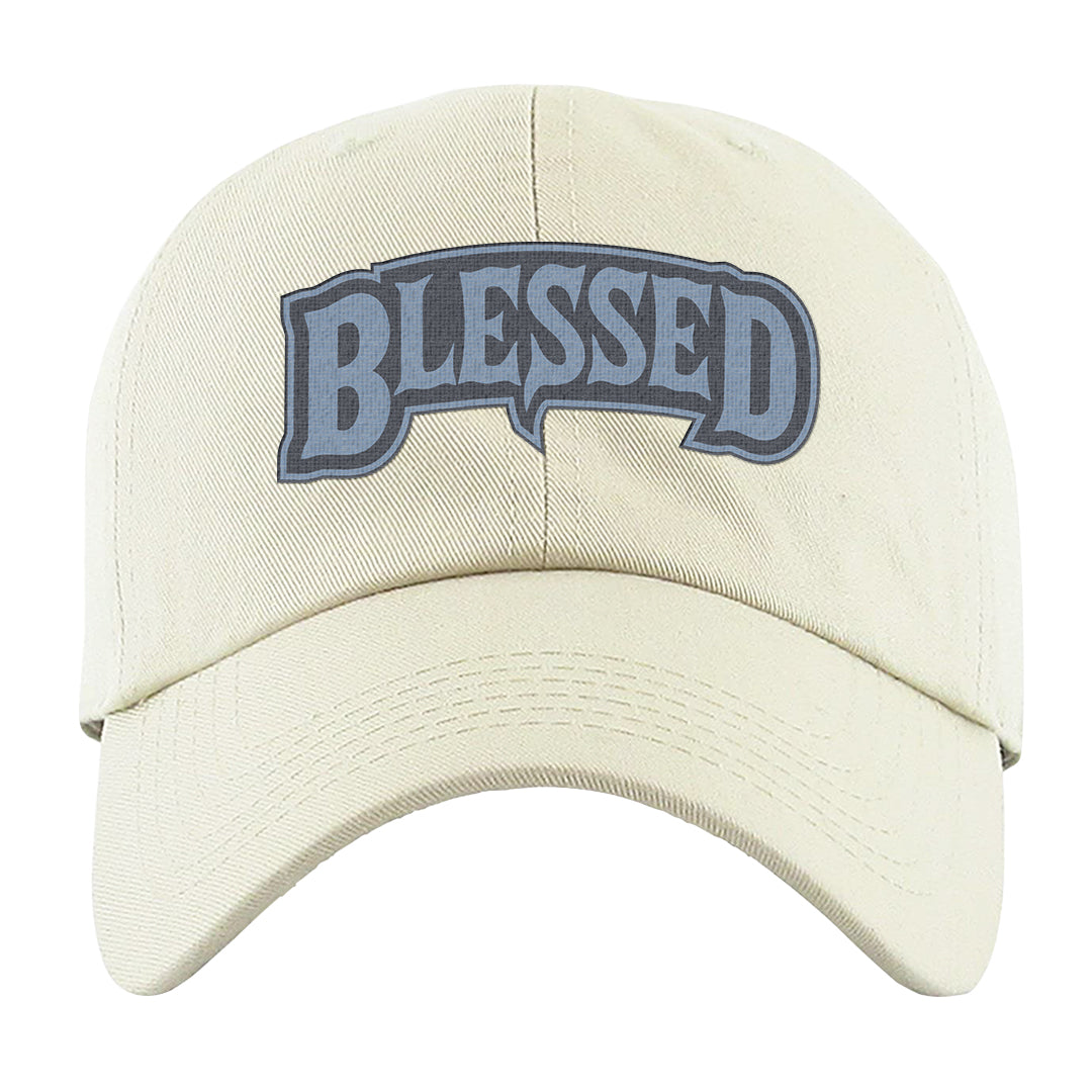 Diffused Blue 90s Dad Hat | Blessed Arch, White