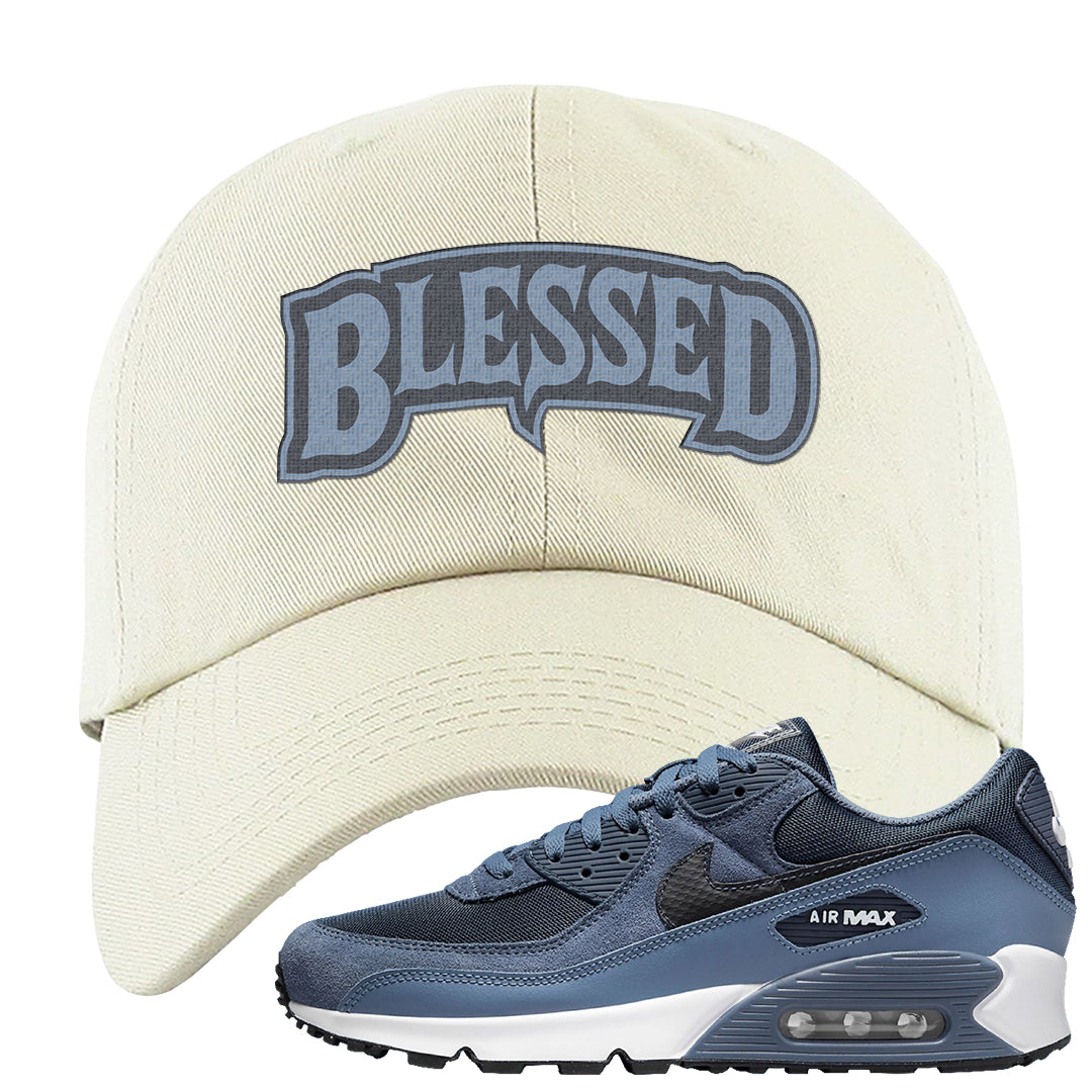 Diffused Blue 90s Dad Hat | Blessed Arch, White