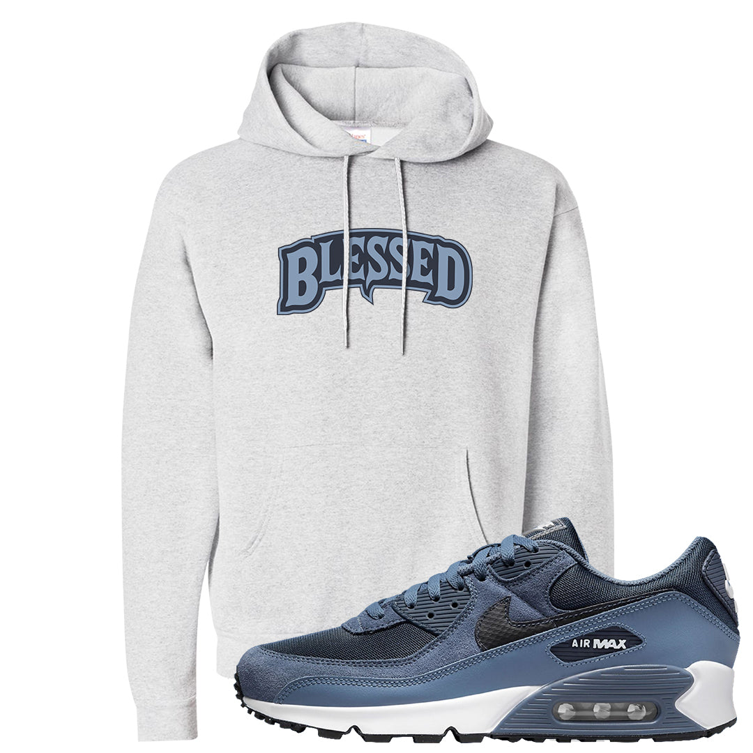Diffused Blue 90s Hoodie | Blessed Arch, Ash