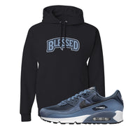 Diffused Blue 90s Hoodie | Blessed Arch, Black