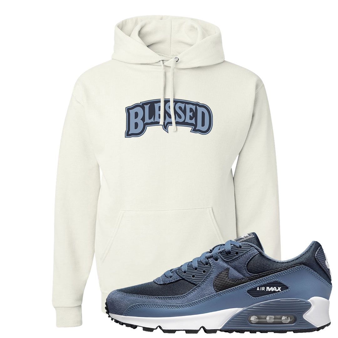 Diffused Blue 90s Hoodie | Blessed Arch, White