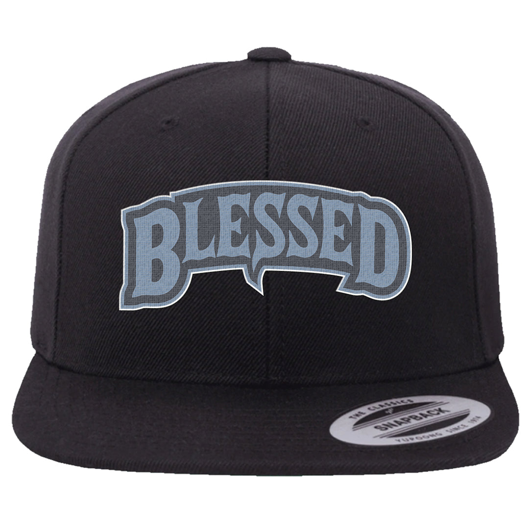 Diffused Blue 90s Snapback Hat | Blessed Arch, Black