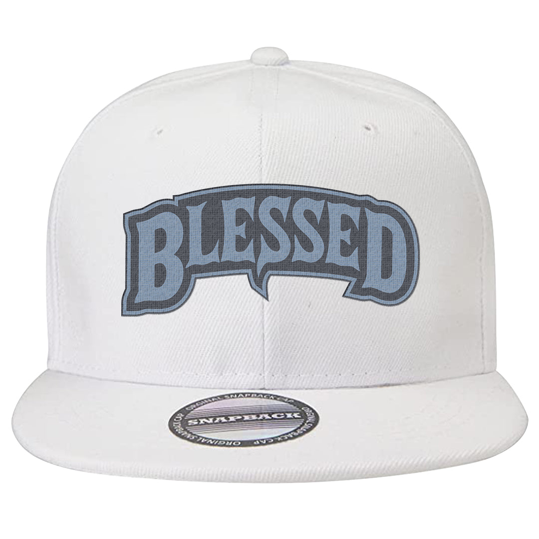 Diffused Blue 90s Snapback Hat | Blessed Arch, White