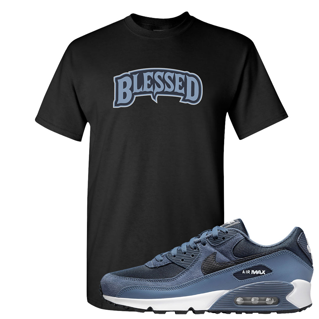 Diffused Blue 90s T Shirt | Blessed Arch, Black