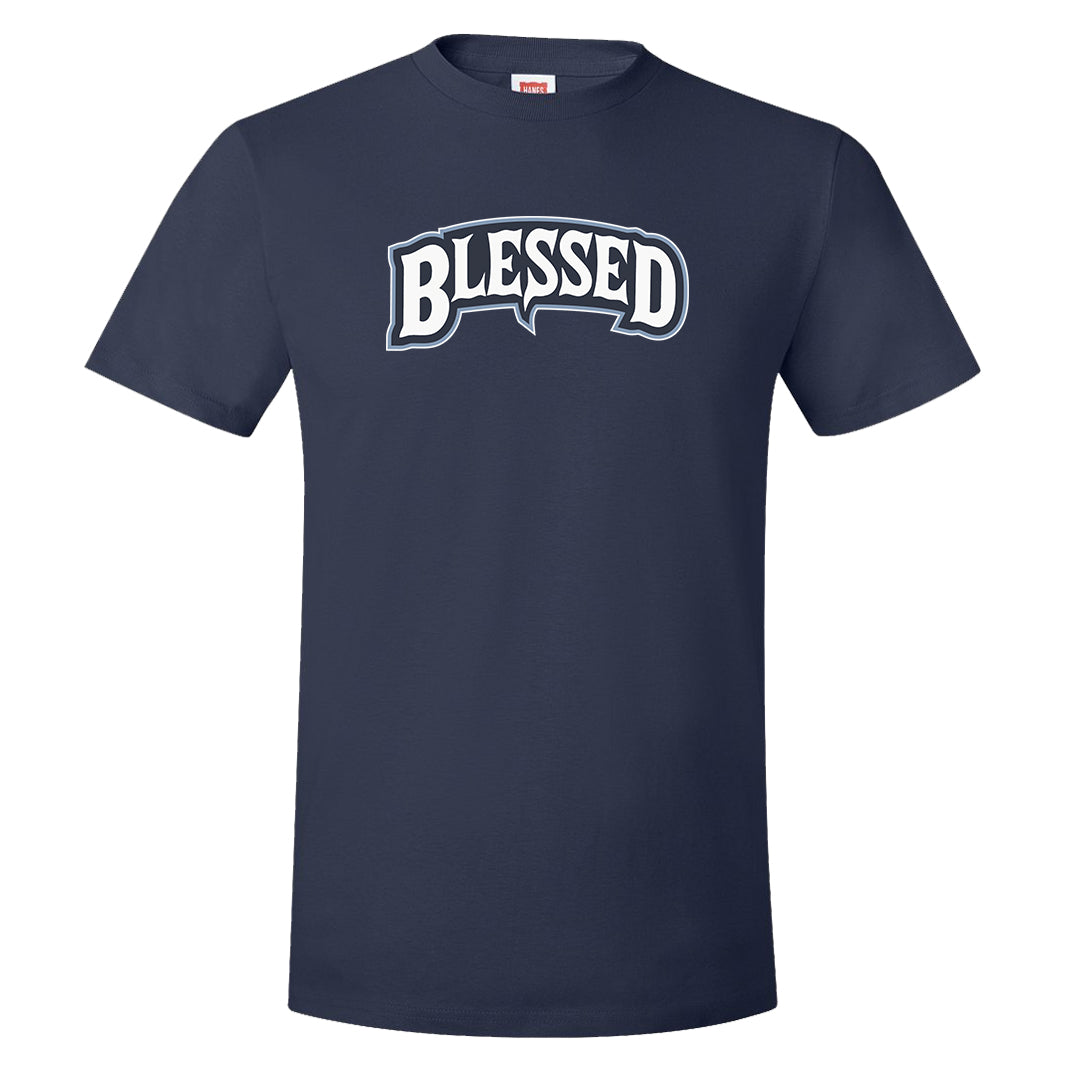 Diffused Blue 90s T Shirt | Blessed Arch, Navy Blue
