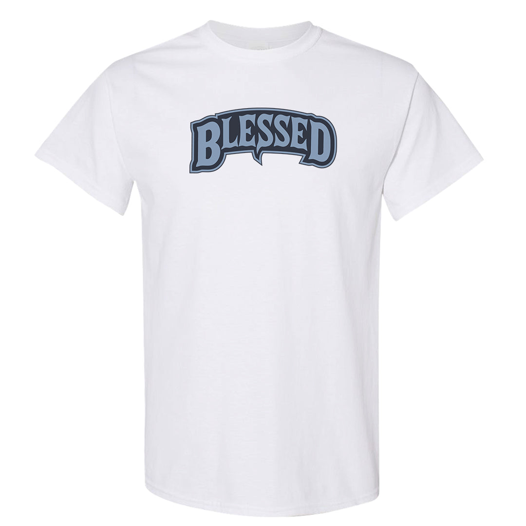 Diffused Blue 90s T Shirt | Blessed Arch, White