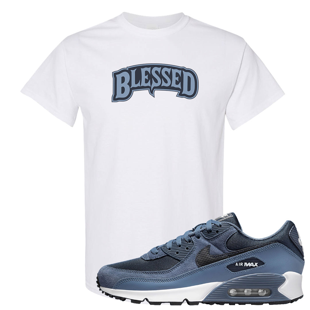 Diffused Blue 90s T Shirt | Blessed Arch, White