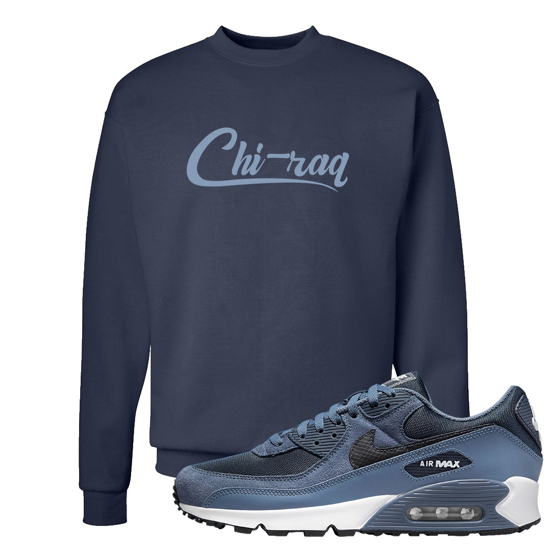 Diffused Blue 90s Crewneck Sweatshirt | Chiraq, Navy Blue
