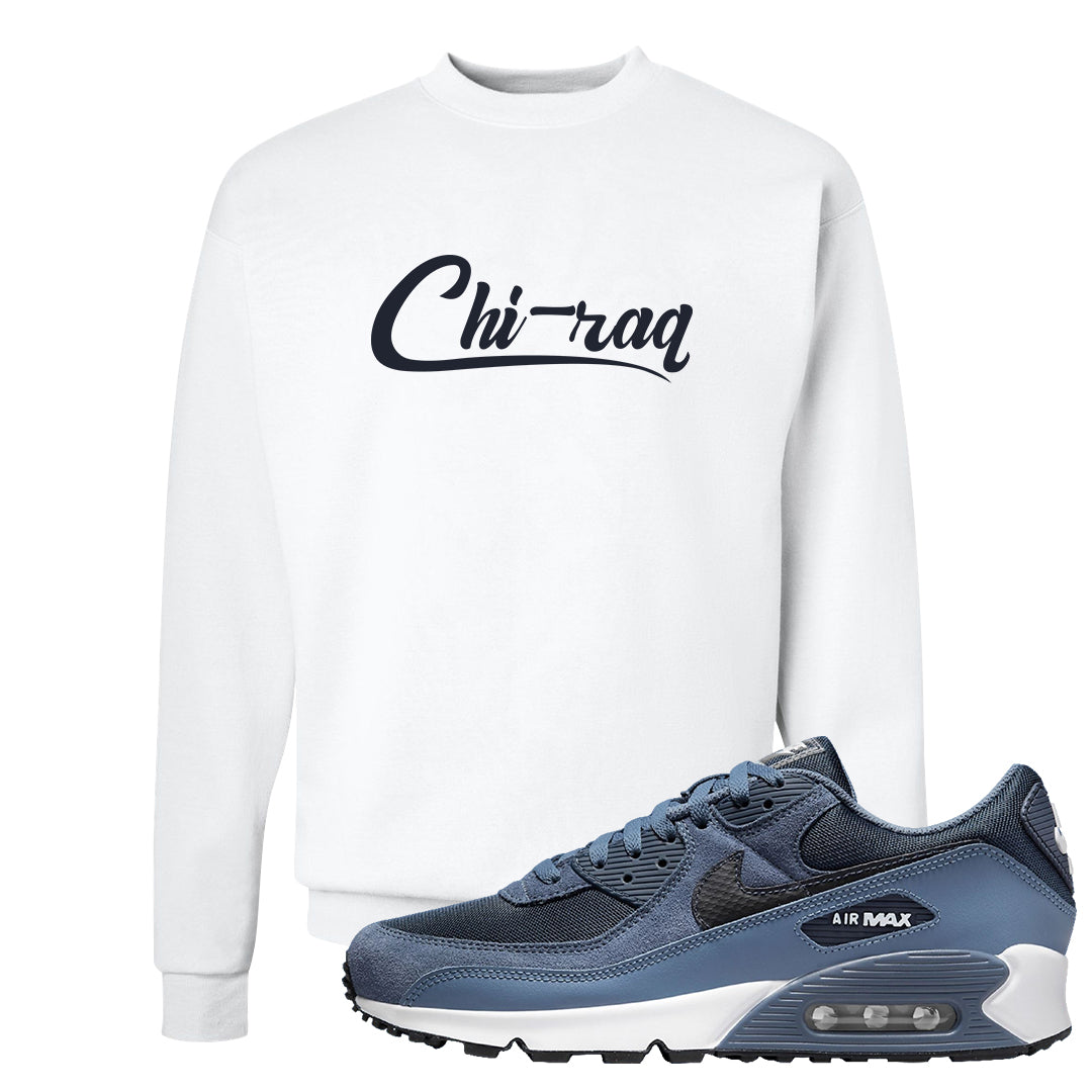 Diffused Blue 90s Crewneck Sweatshirt | Chiraq, White