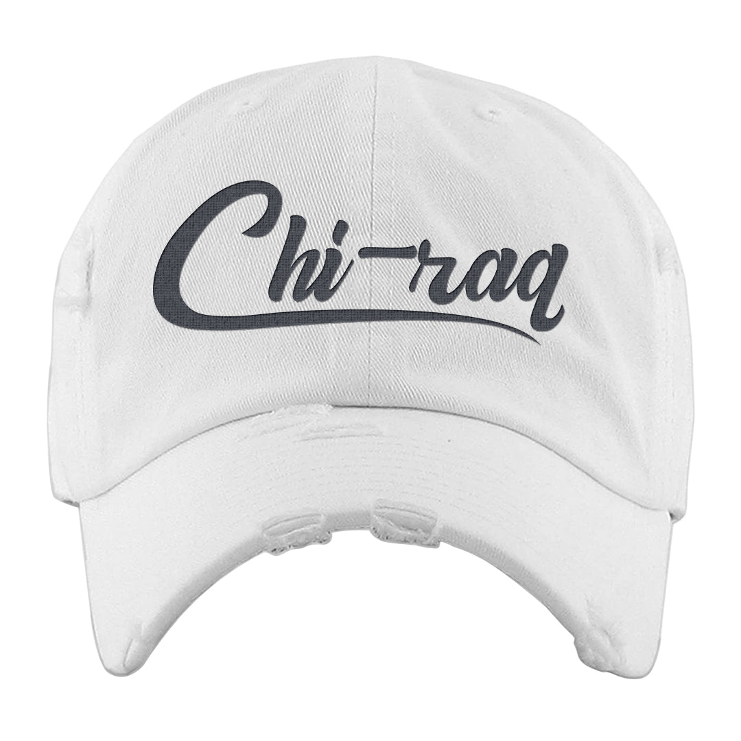 Diffused Blue 90s Distressed Dad Hat | Chiraq, White