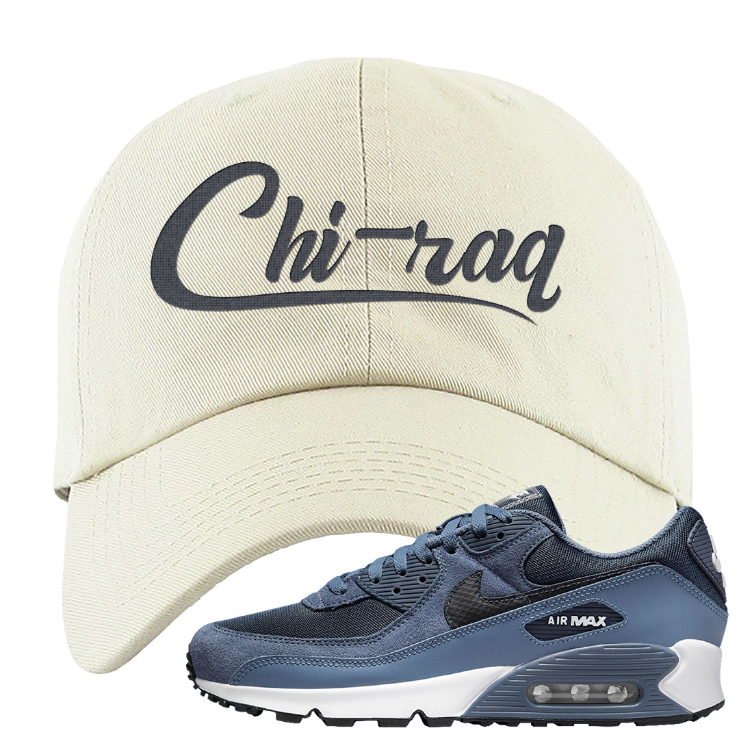 Diffused Blue 90s Dad Hat | Chiraq, White