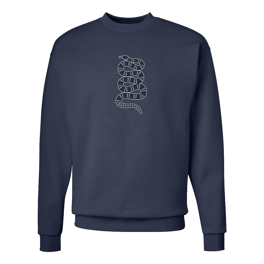 Diffused Blue 90s Crewneck Sweatshirt | Coiled Snake, Navy Blue