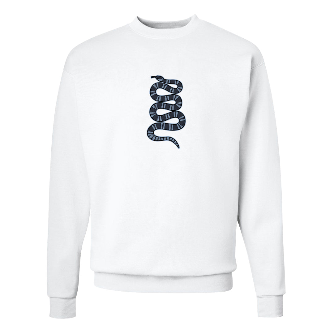 Diffused Blue 90s Crewneck Sweatshirt | Coiled Snake, White