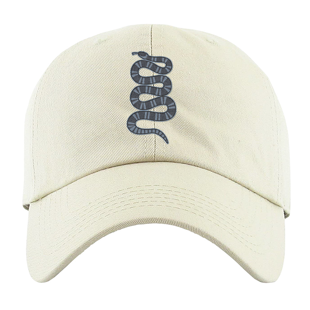 Diffused Blue 90s Dad Hat | Coiled Snake, White