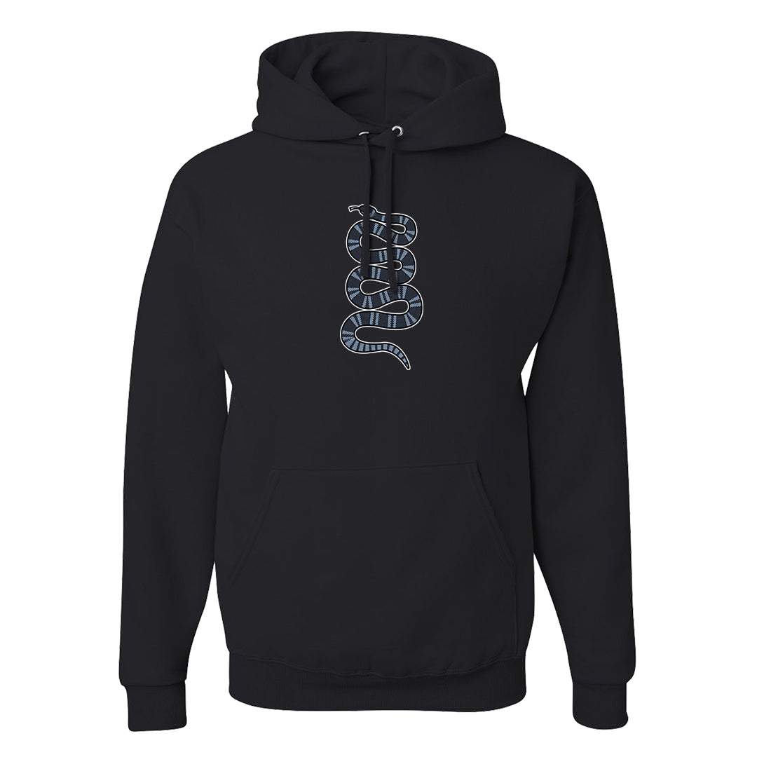 Diffused Blue 90s Hoodie | Coiled Snake, Black