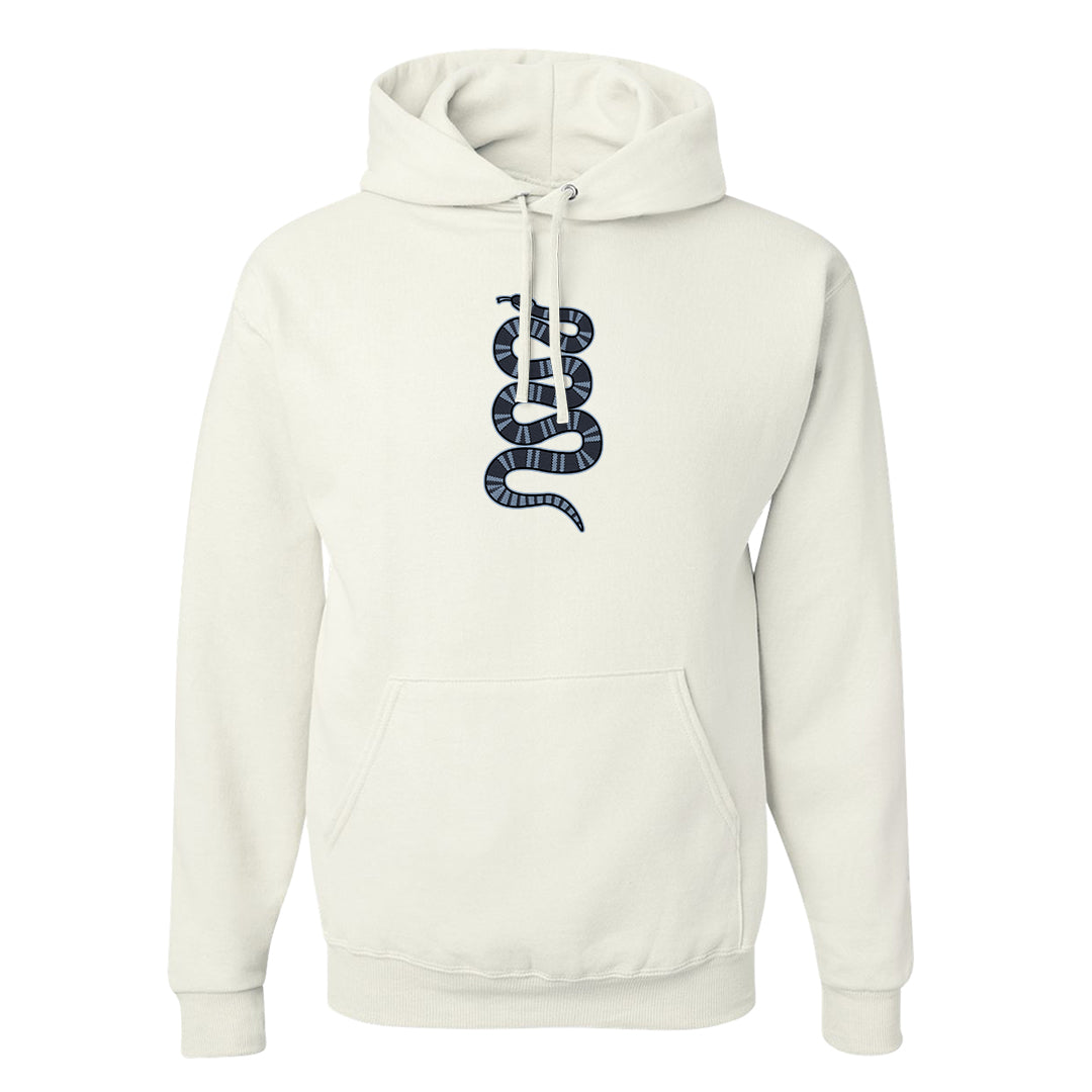 Diffused Blue 90s Hoodie | Coiled Snake, White