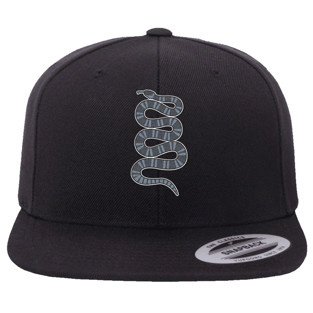 Diffused Blue 90s Snapback Hat | Coiled Snake, Black