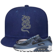 Diffused Blue 90s Snapback Hat | Coiled Snake, Navy
