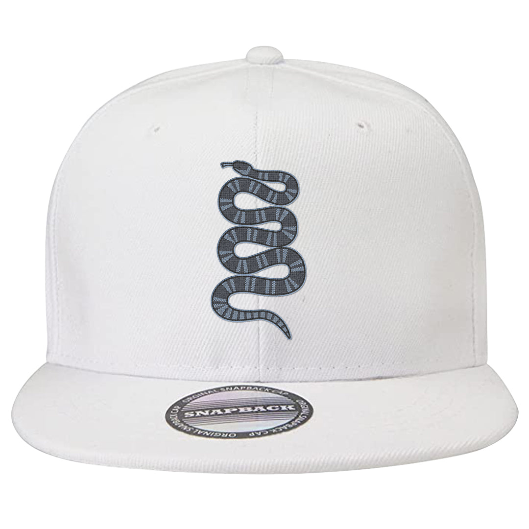 Diffused Blue 90s Snapback Hat | Coiled Snake, White