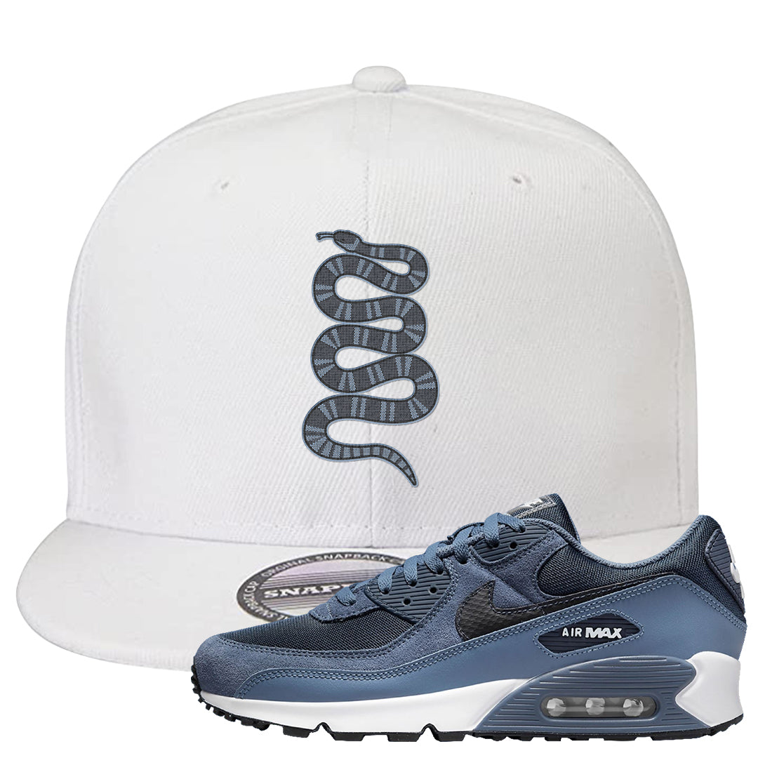 Diffused Blue 90s Snapback Hat | Coiled Snake, White