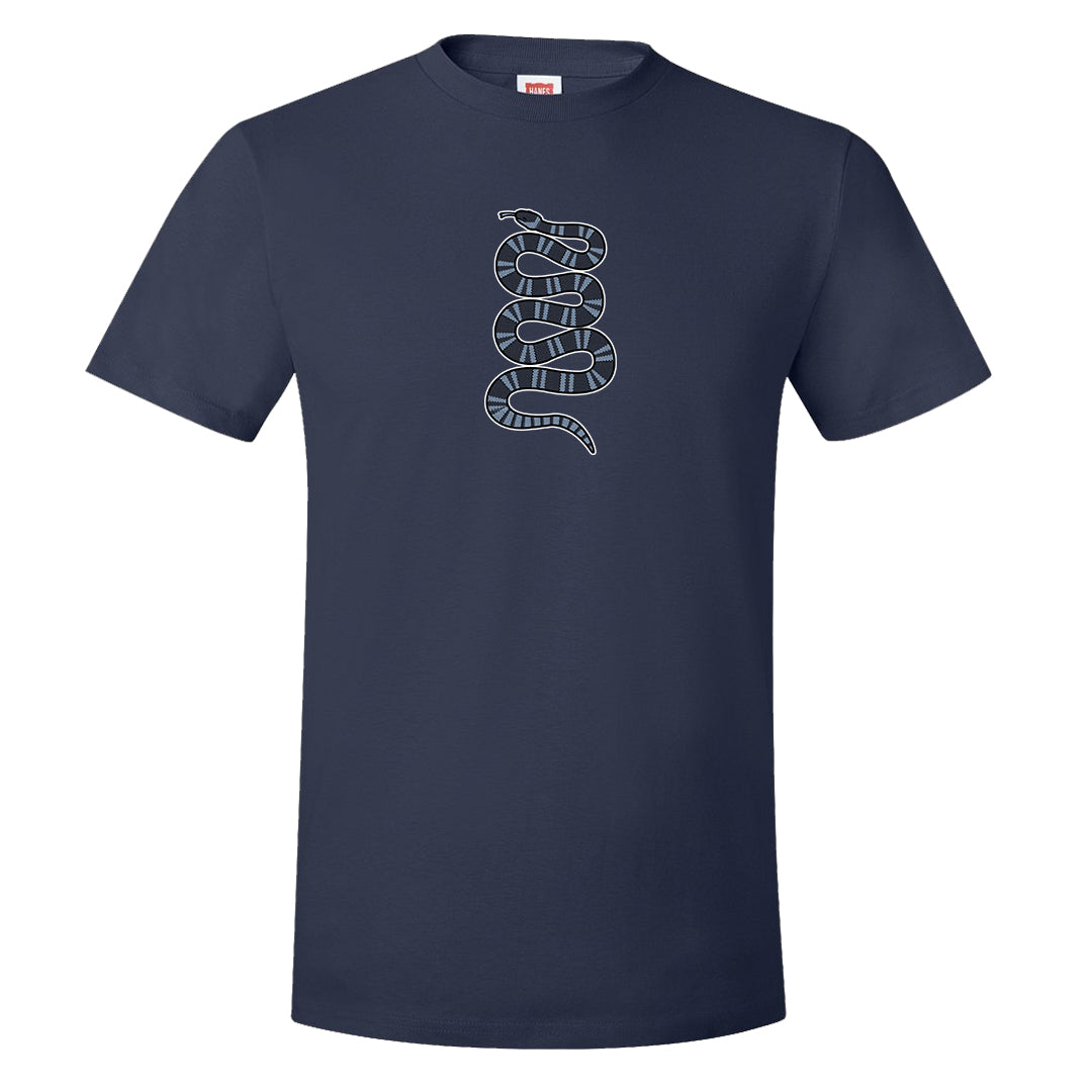 Diffused Blue 90s T Shirt | Coiled Snake, Navy Blue