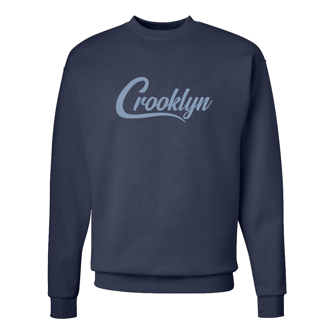 Diffused Blue 90s Crewneck Sweatshirt | Crooklyn, Navy Blue