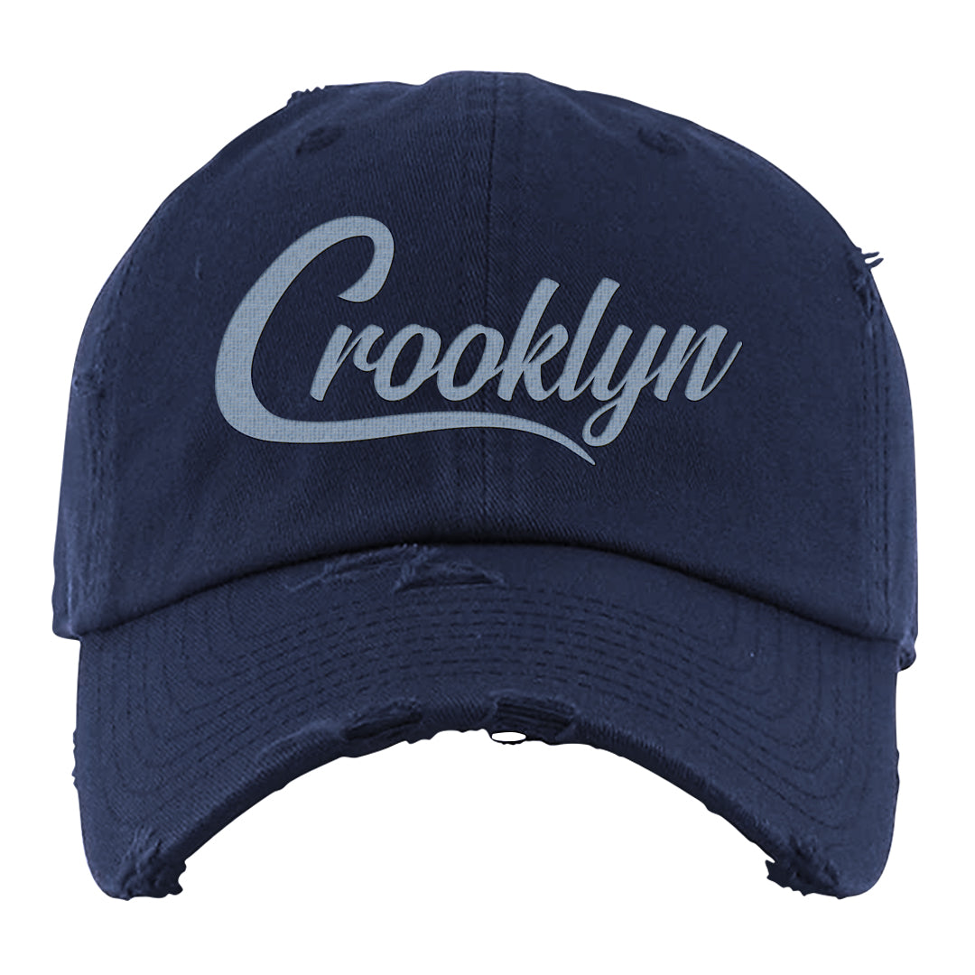 Diffused Blue 90s Distressed Dad Hat | Crooklyn, Navy Blue