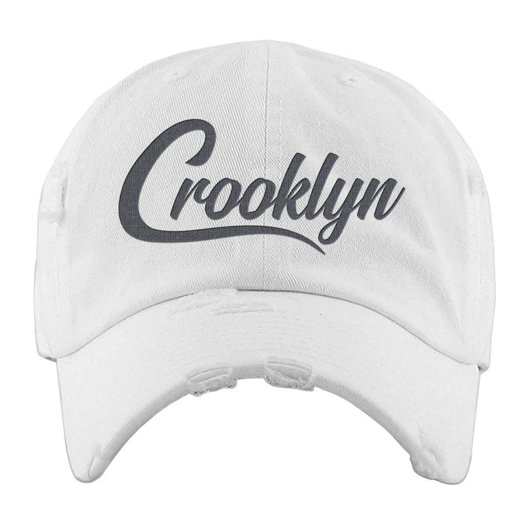 Diffused Blue 90s Distressed Dad Hat | Crooklyn, White