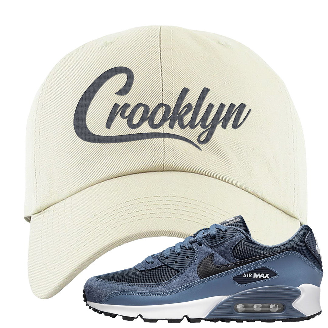 Diffused Blue 90s Dad Hat | Crooklyn, White
