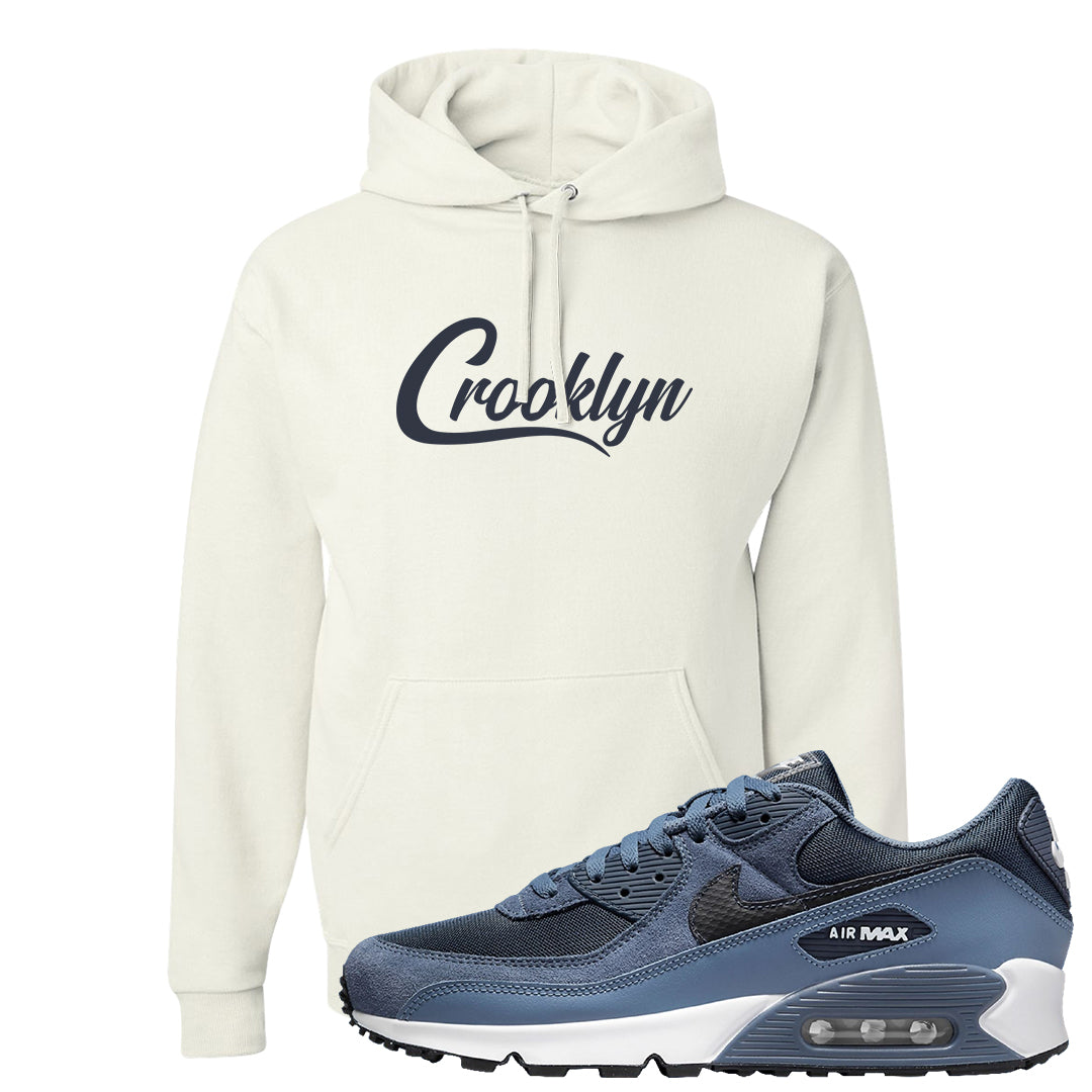 Diffused Blue 90s Hoodie | Crooklyn, White