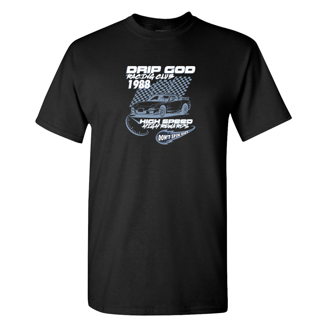Diffused Blue 90s T Shirt | Drip God Racing Club, Black