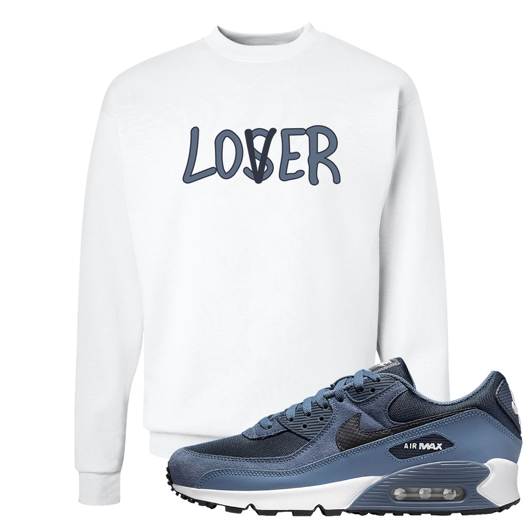 Diffused Blue 90s Crewneck Sweatshirt | Lover, White