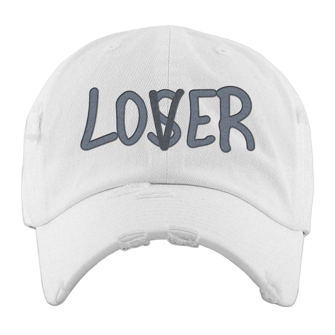 Diffused Blue 90s Distressed Dad Hat | Lover, White