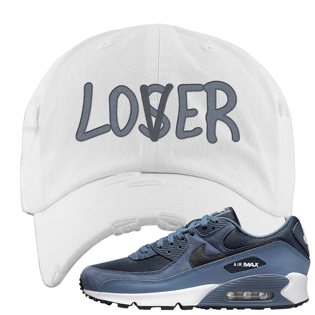 Diffused Blue 90s Distressed Dad Hat | Lover, White