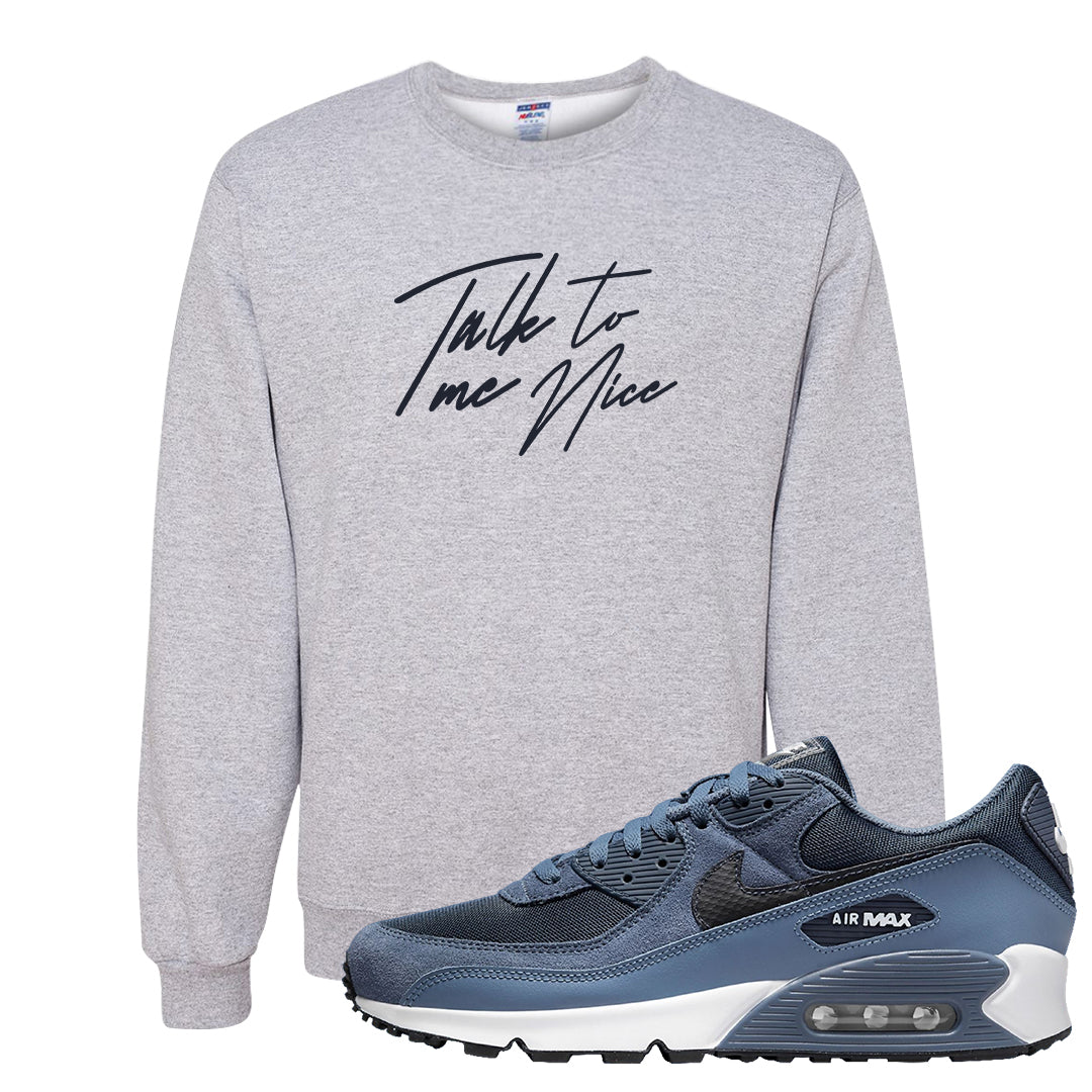 Diffused Blue 90s Crewneck Sweatshirt | Talk To Me Nice, Ash