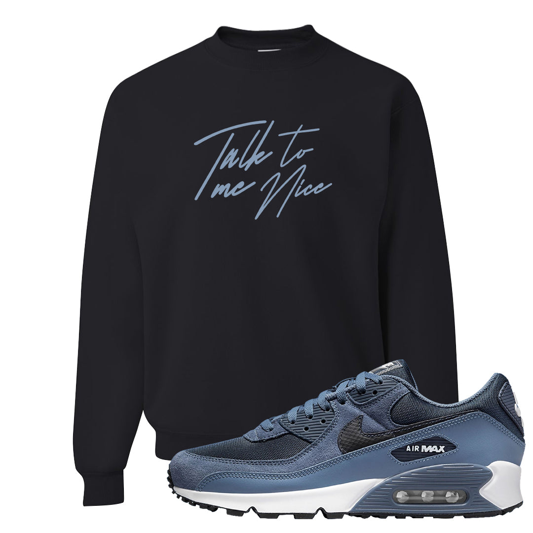 Diffused Blue 90s Crewneck Sweatshirt | Talk To Me Nice, Black
