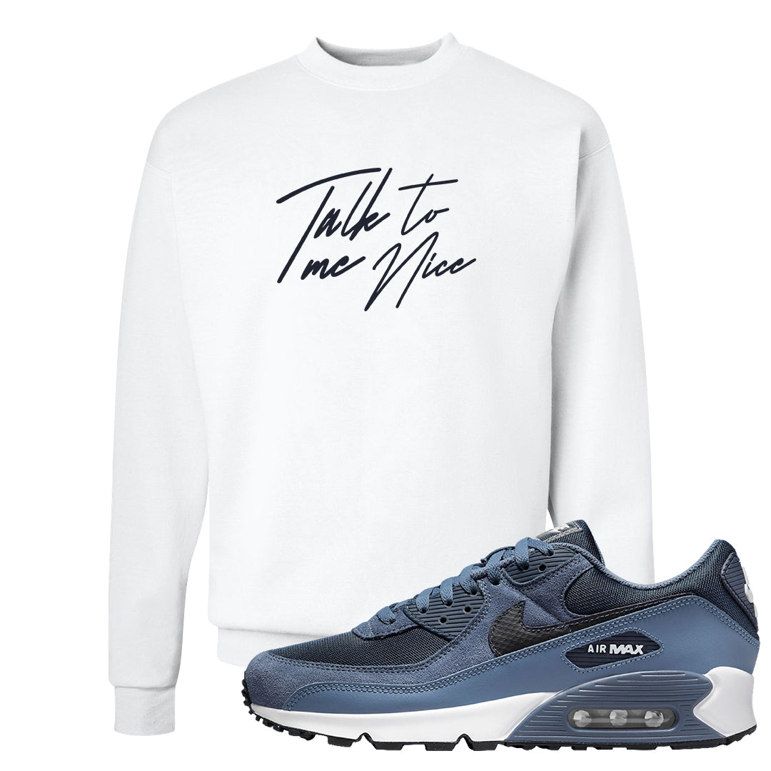 Diffused Blue 90s Crewneck Sweatshirt | Talk To Me Nice, White