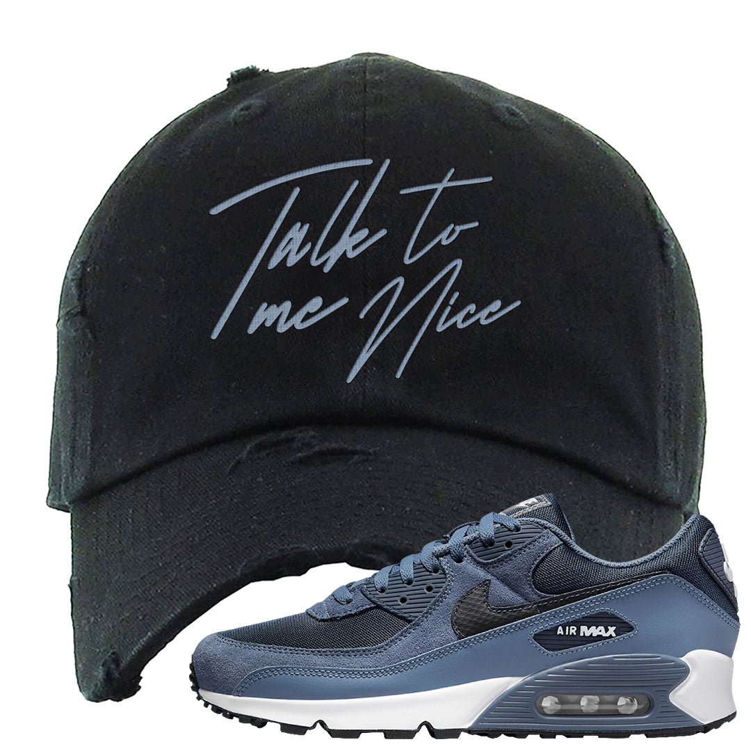 Diffused Blue 90s Distressed Dad Hat | Talk To Me Nice, Black