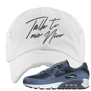 Diffused Blue 90s Distressed Dad Hat | Talk To Me Nice, White