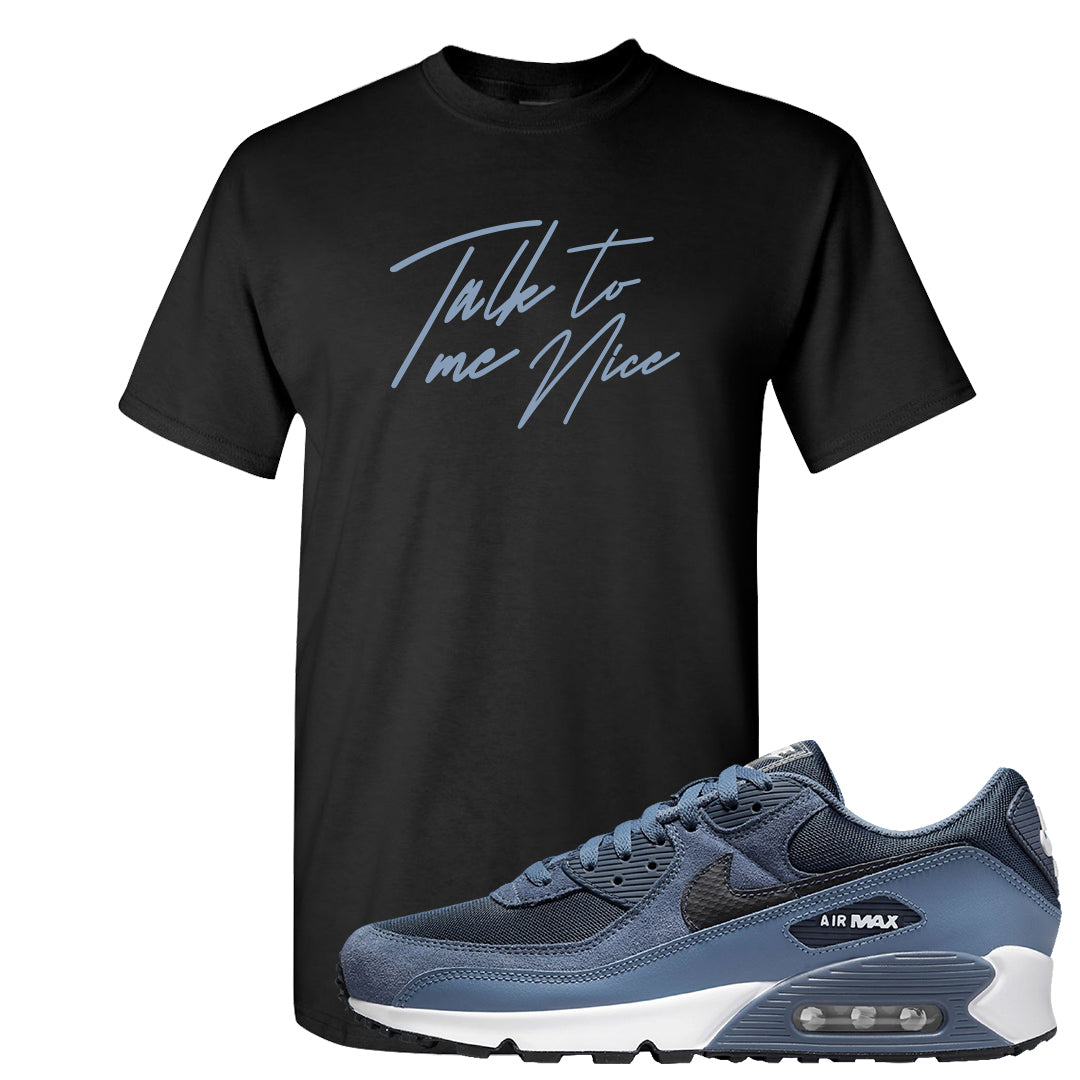Diffused Blue 90s T Shirt | Talk To Me Nice, Black